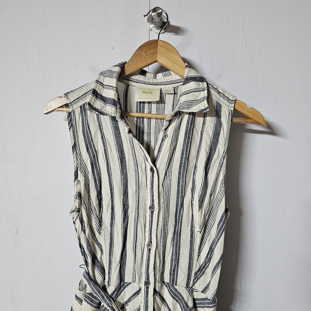 Maeve Coastel Maxi Long Button Down Sleeveless Collard Dress Womens Size Small - Picture 5 of 12